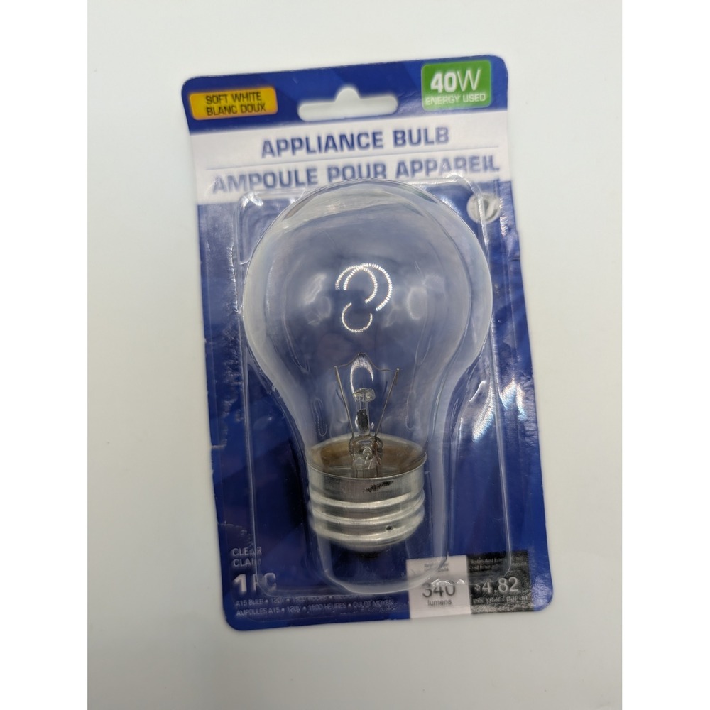 Greenbrier International 40W Appliance Bulb A15 Soft White Clear 340 Lumens 1PC